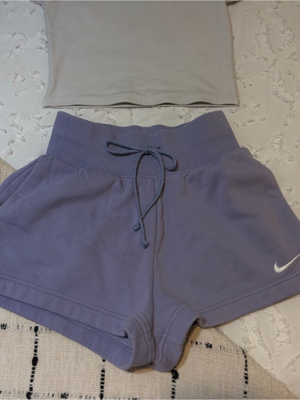 Purple High Waisted Nike Sweat Shorts